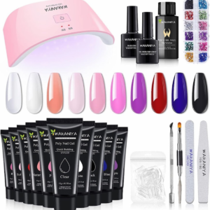 Poly Nail Gel Kit with Mini UV Lamp, Base & Top Coat – Complete Nail Extension Starter Kit